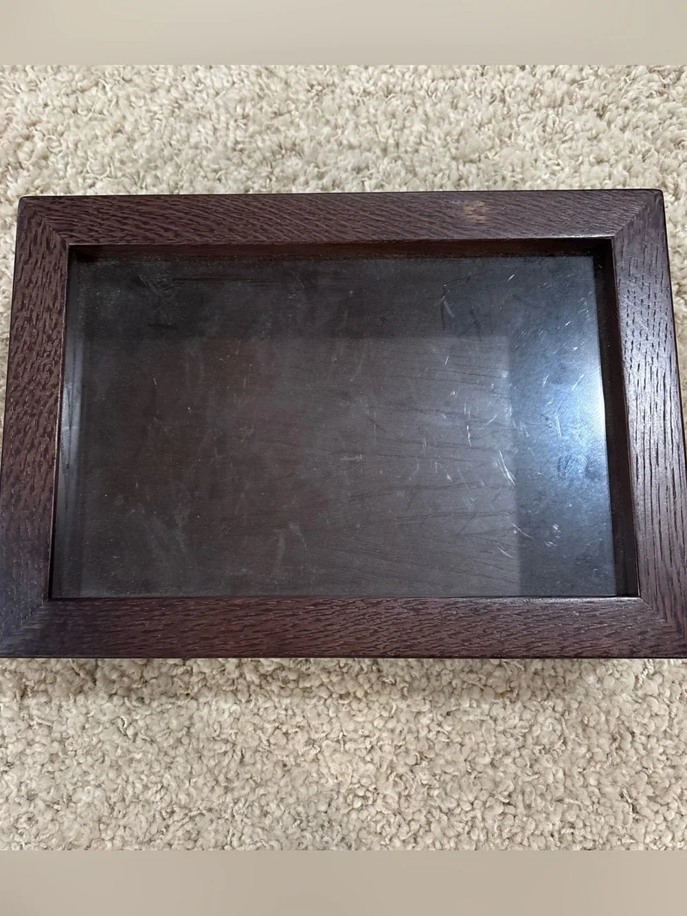 Wooden Glass Top Display Box Jewelry Trinket Keepsake Collector Storage 11.5”